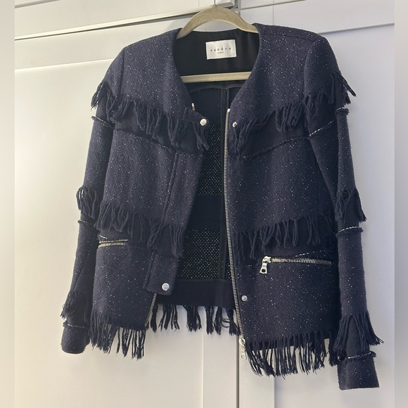 Sandro Frindge Jacket size 2/36 color navy - Picture 4 of 11